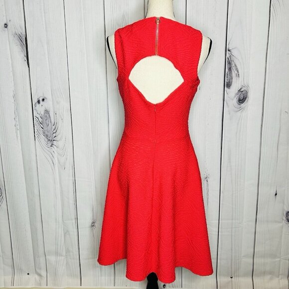 Calvin Klein Back Cut Out A-Line Textured Sleeveless Dress Coral Size 2 - Picture 9 of 13